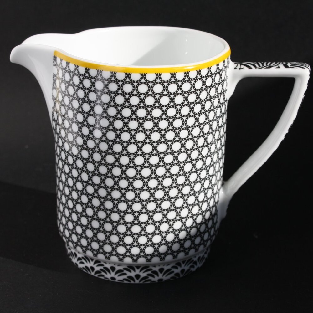 TED BAKER Portmeirion Langdon Creamer Black and white patterns yellow trim